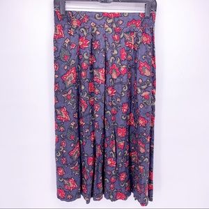 VINTAGE USA Pleated Floral Midi Skirt Size M